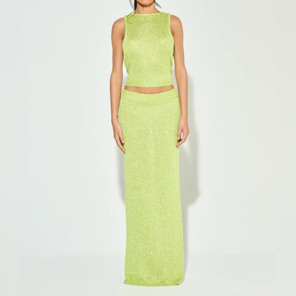 SOLD!   Green Two Piece Maxi Skirt & Tank Set XS